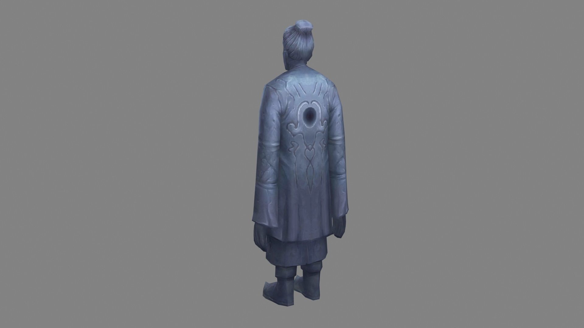 Man Standing Stone Statue - Ancient Guardian of Ancient Tomb Low-poly 3D model_2