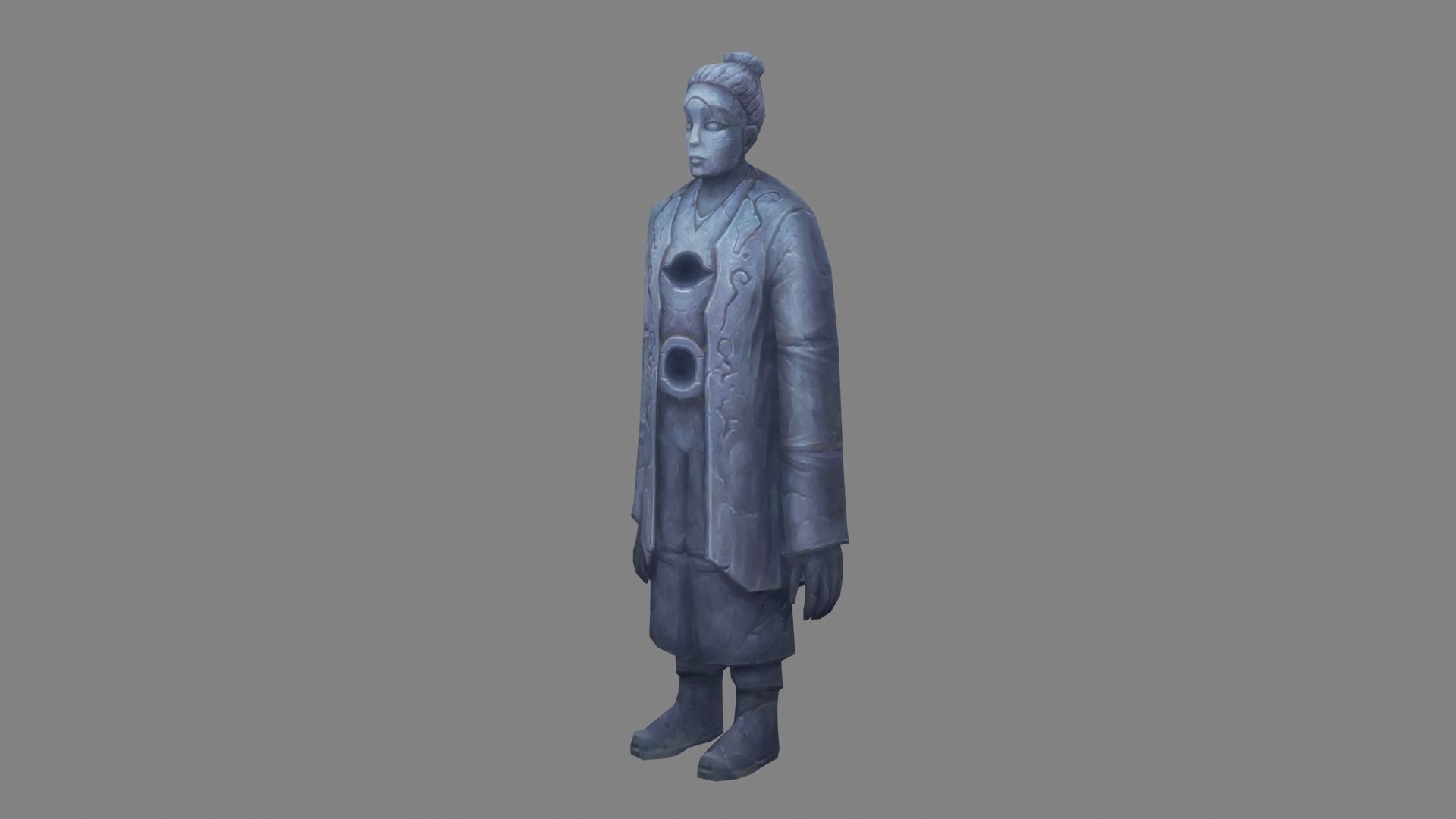 Man Standing Stone Statue - Ancient Guardian of Ancient Tomb Low-poly 3D model_1