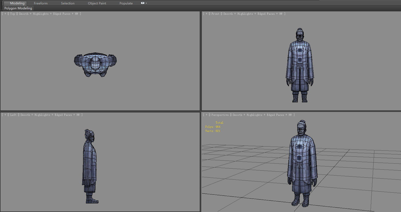 Man Standing Stone Statue - Ancient Guardian of Ancient Tomb Low-poly 3D model_4