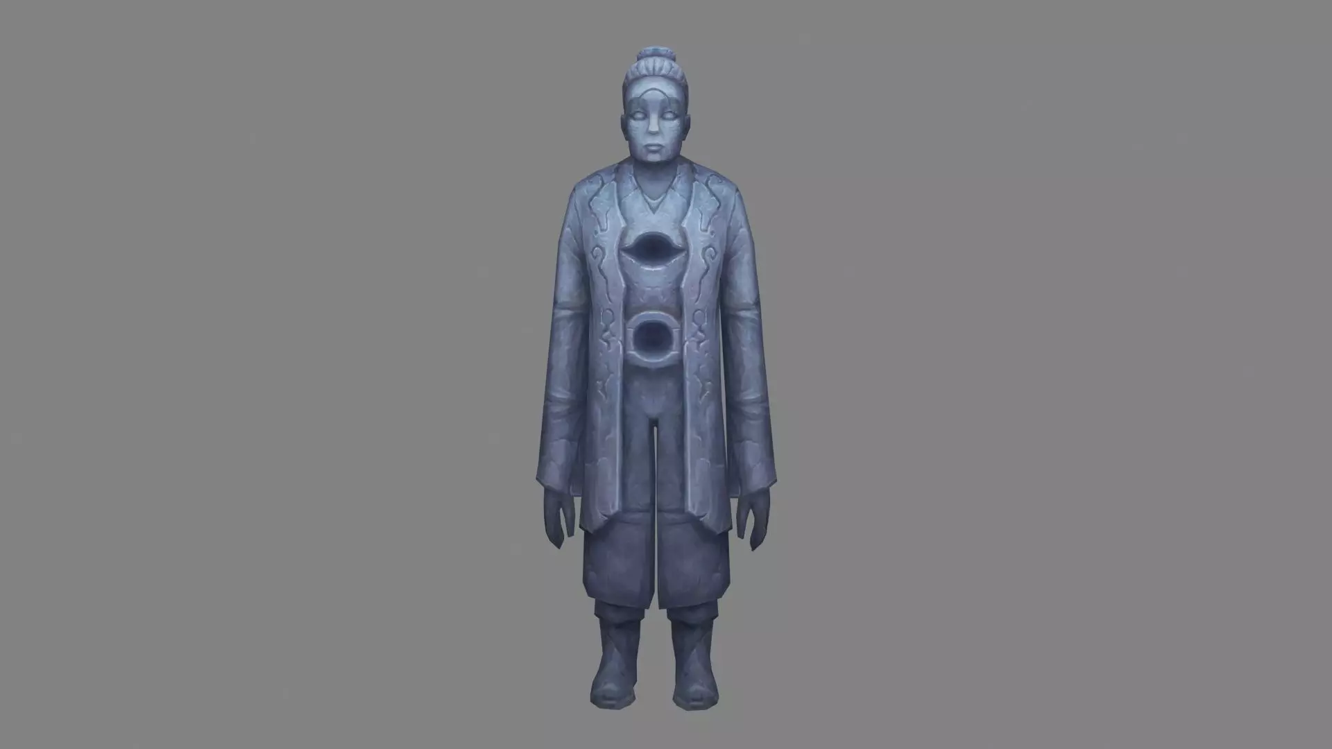 Man Standing Stone Statue - Ancient Guardian of Ancient Tomb Low-poly 3D model_0