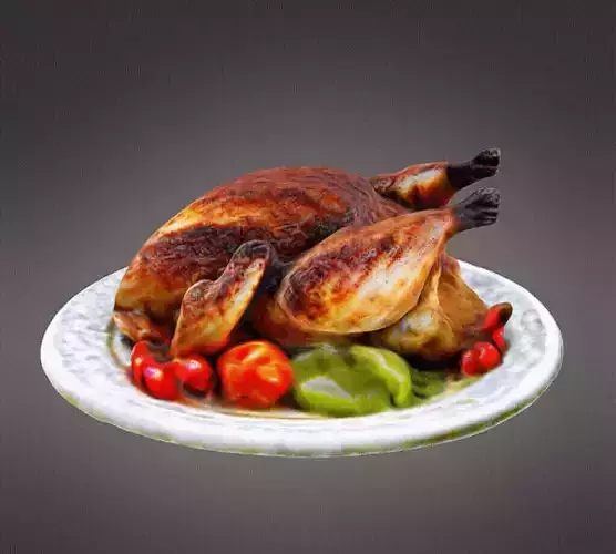 Roasted chicken realistic 3D print model