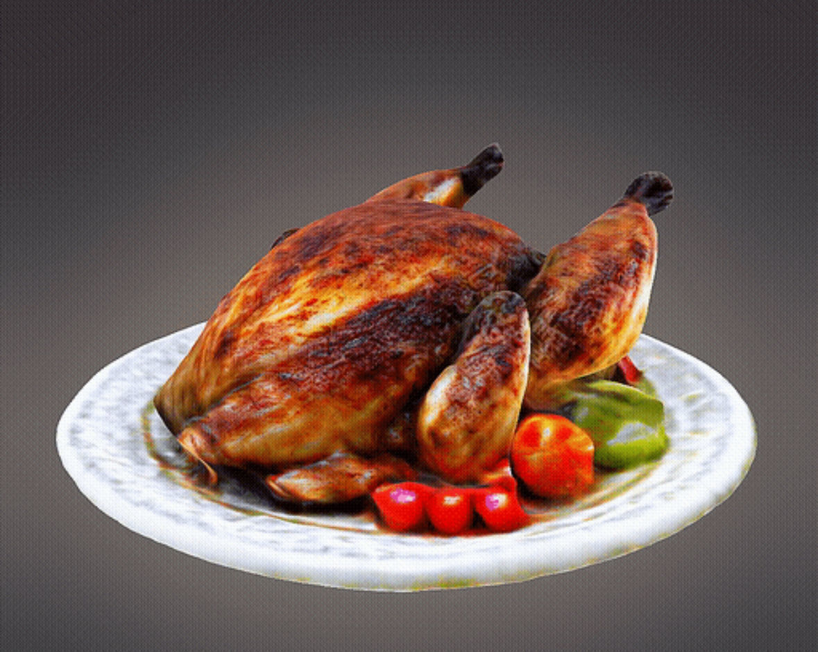 Roasted chicken realistic 3D print model_2