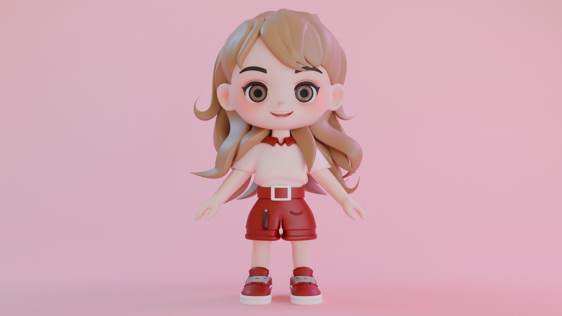Cheerfull Cartoon Chibi Character 3D model_3