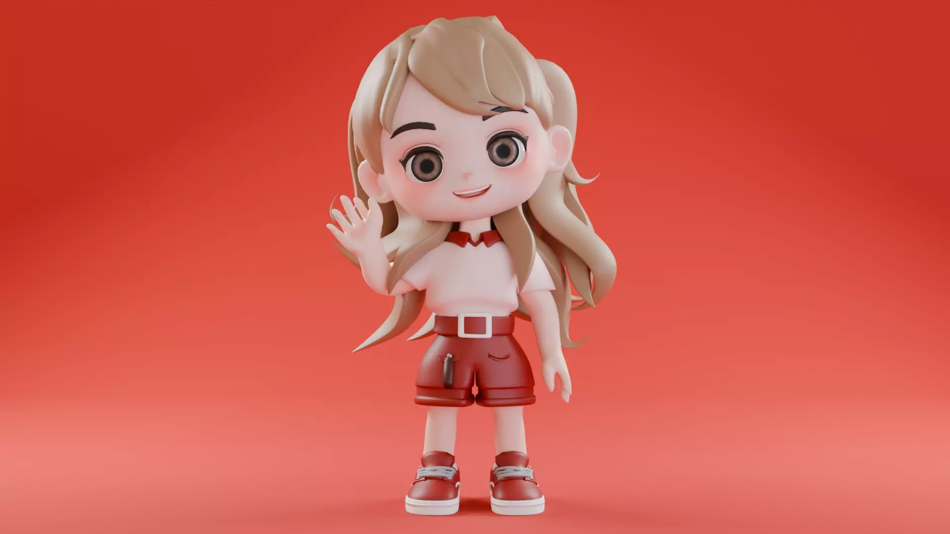 Cheerfull Cartoon Chibi Character 3D model_0