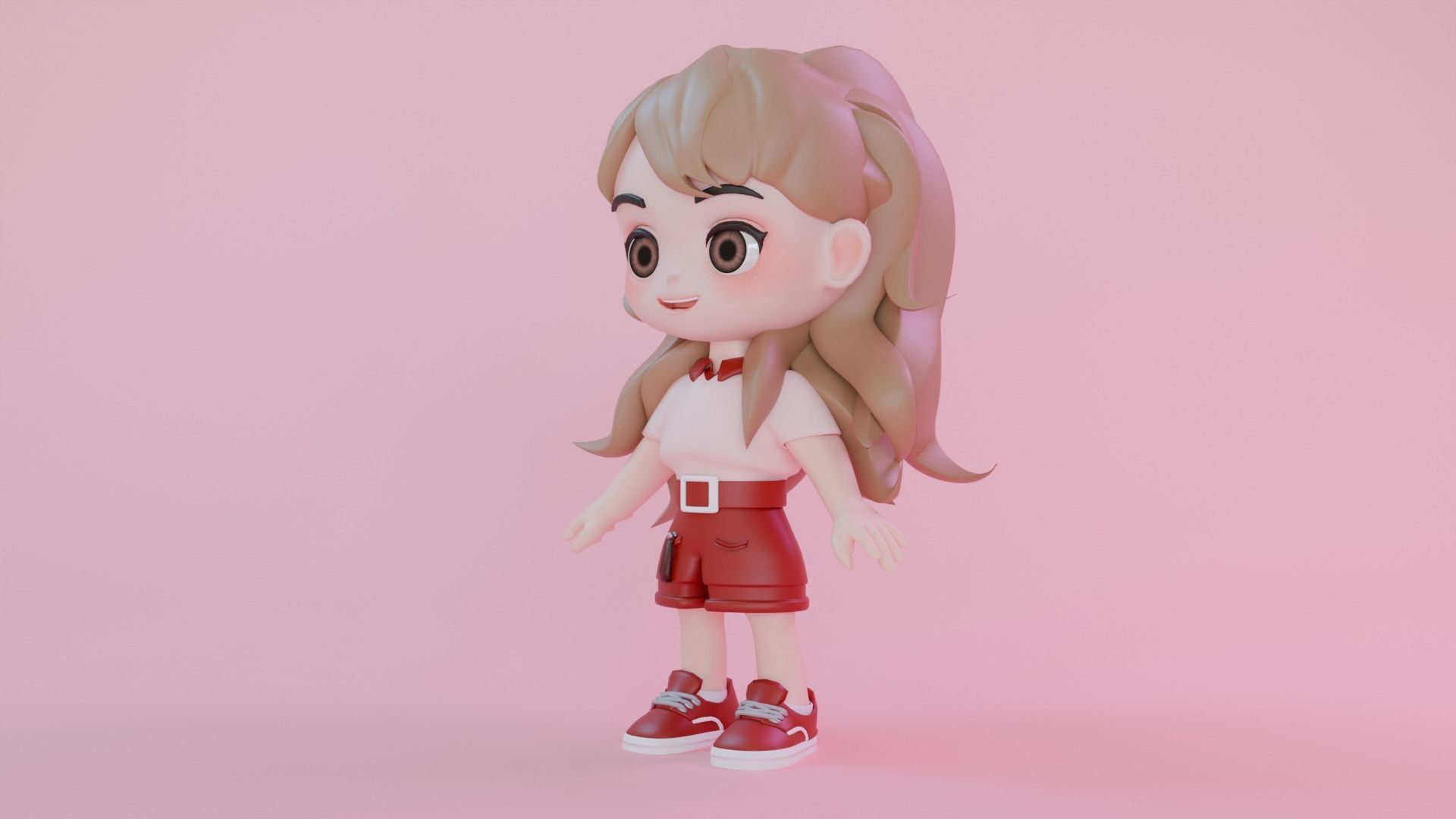 Cheerfull Cartoon Chibi Character 3D model_5