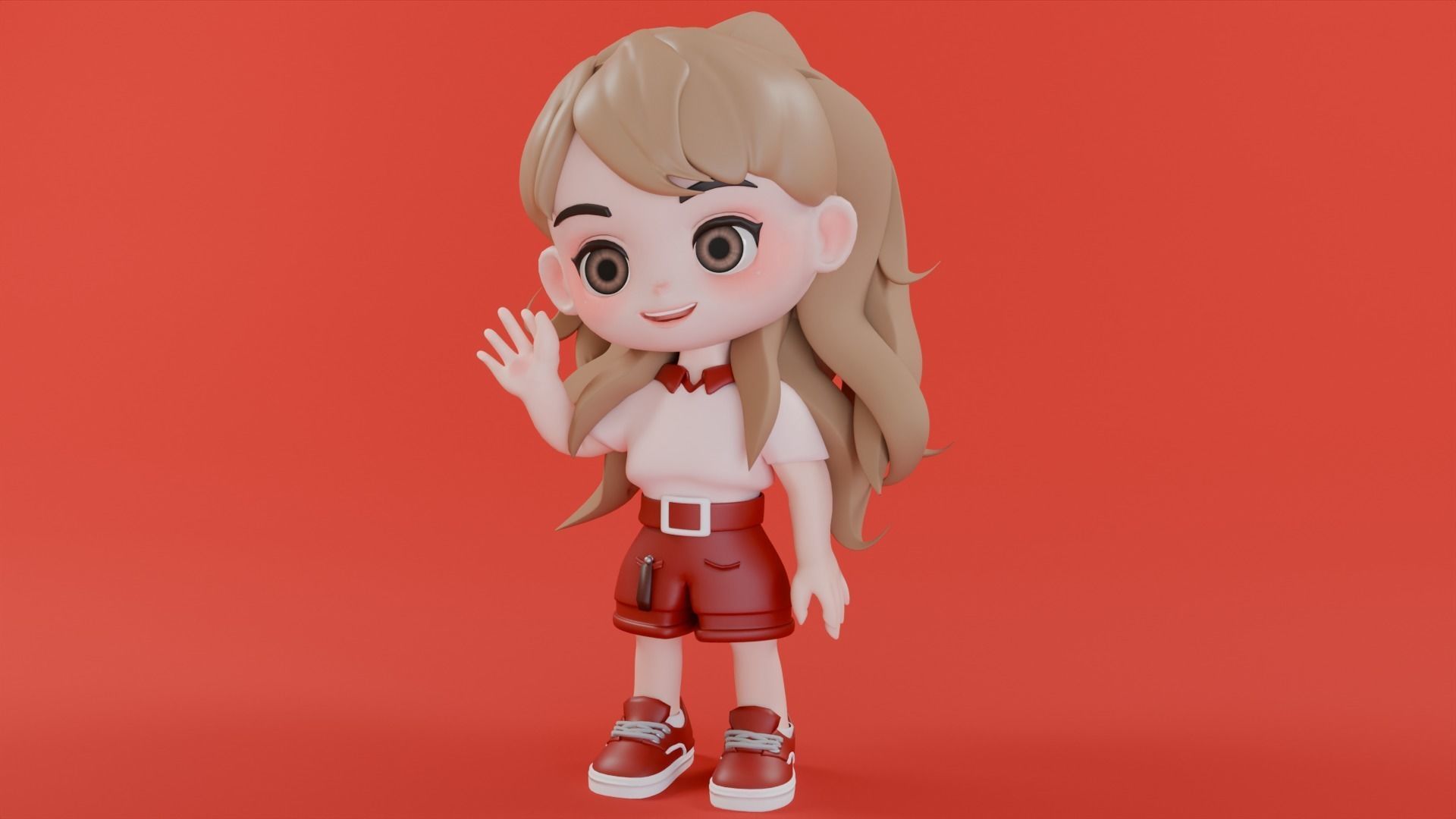Cheerfull Cartoon Chibi Character 3D model_1