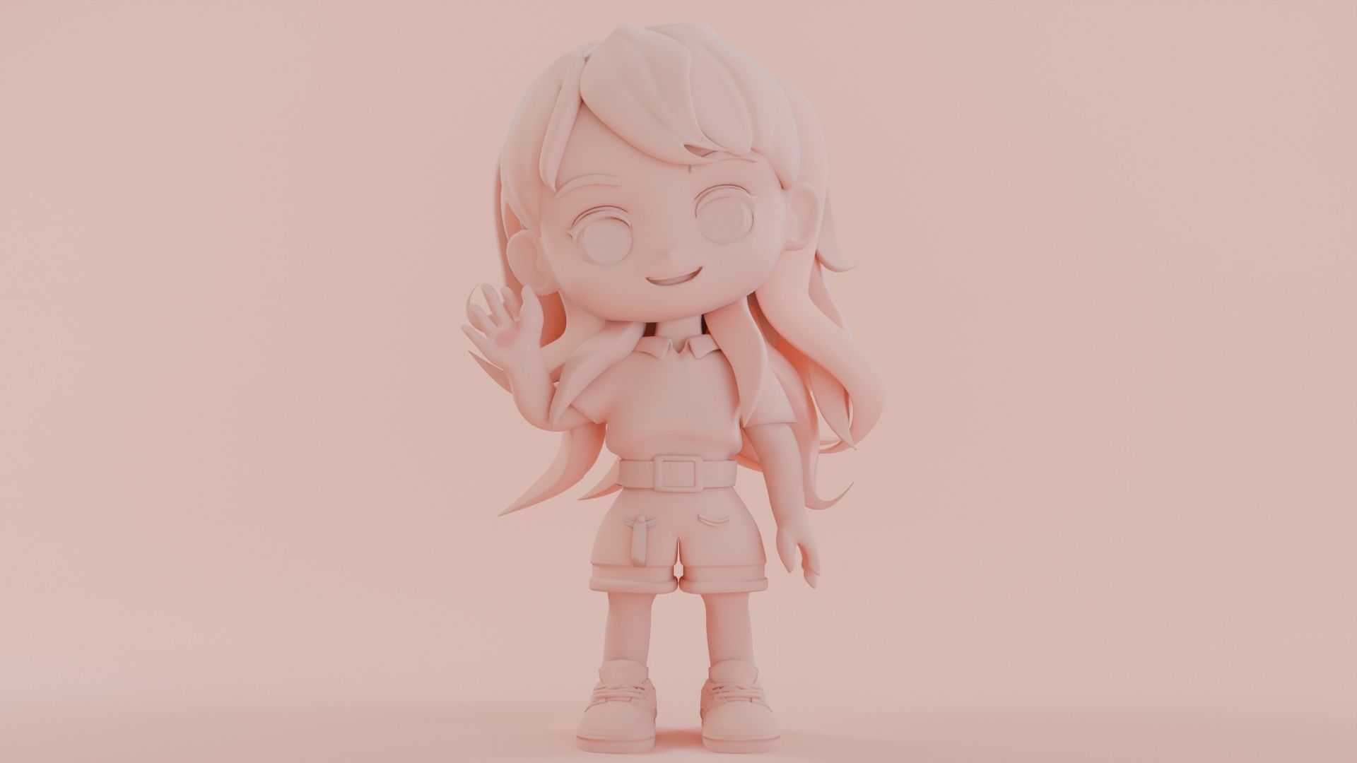 Cheerfull Cartoon Chibi Character 3D model_7