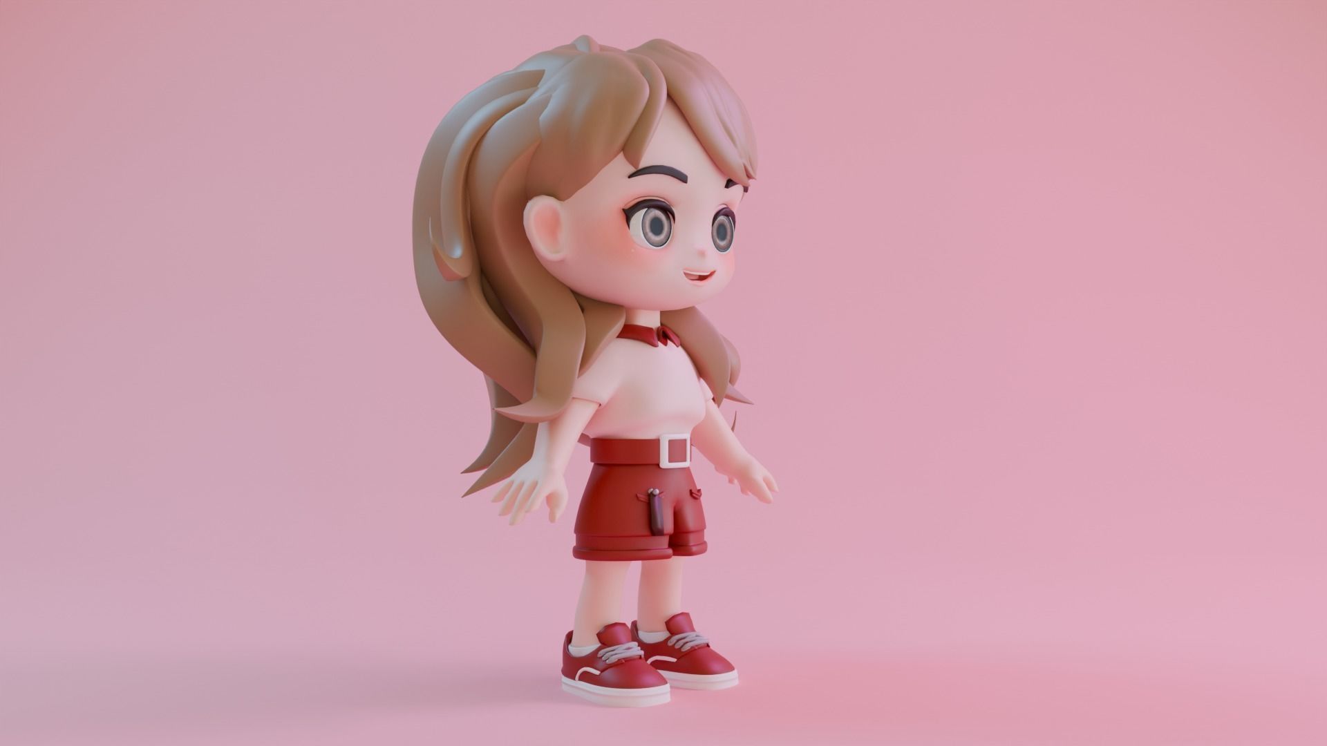 Cheerfull Cartoon Chibi Character 3D model_4