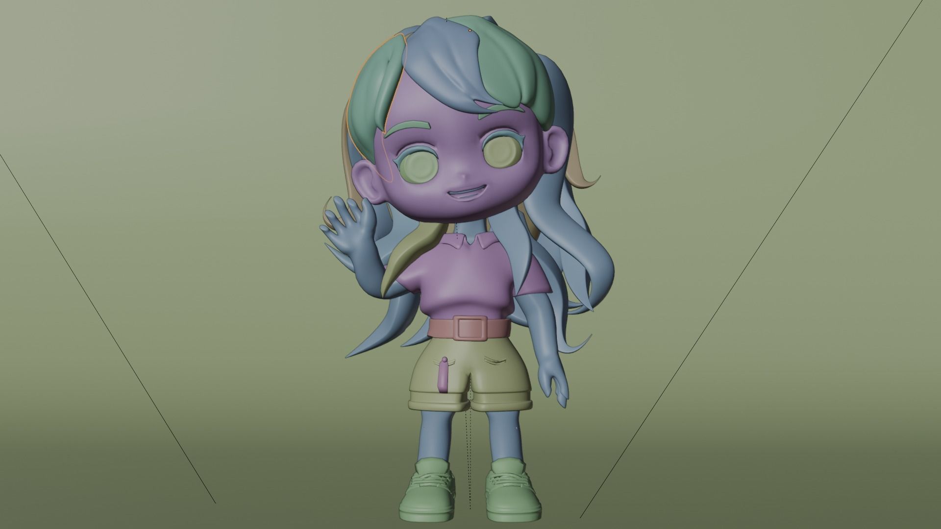 Cheerfull Cartoon Chibi Character 3D model_9