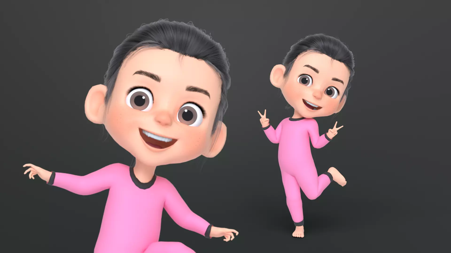Betty Cartoon Girl Character Low-poly 3D model