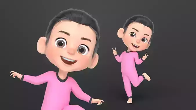 Betty Cartoon Girl Character Low-poly 3D model