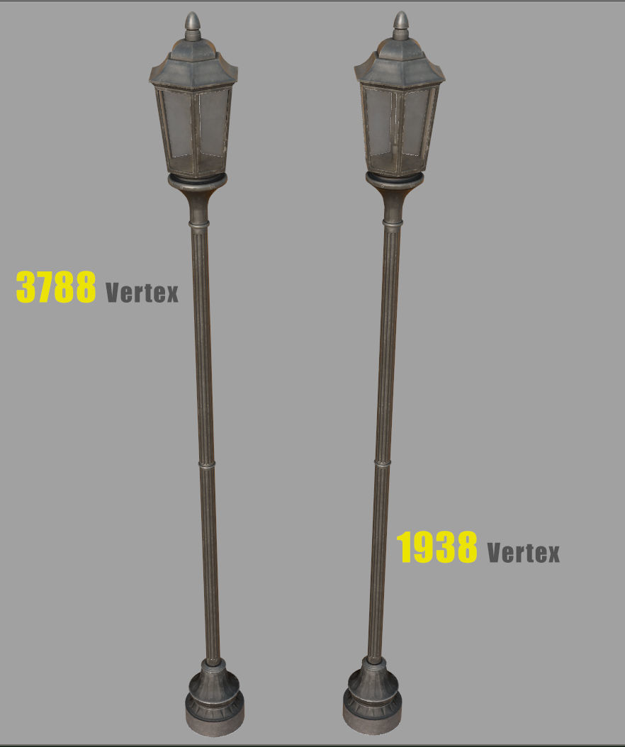 street lantern post light Low-poly 3D model_16