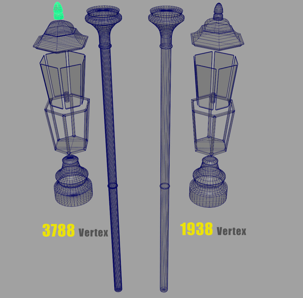 street lantern post light Low-poly 3D model_1