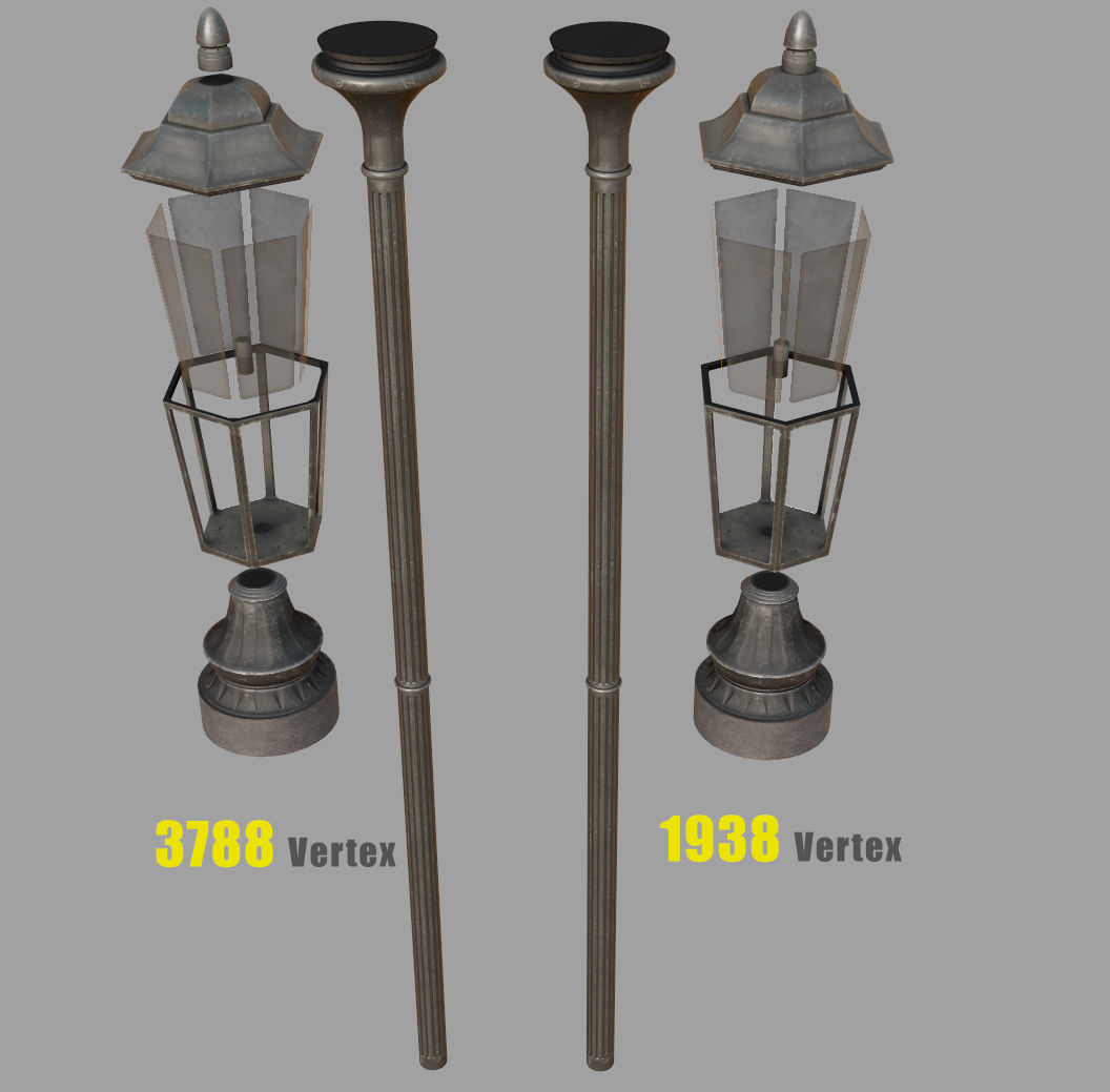 street lantern post light Low-poly 3D model_2