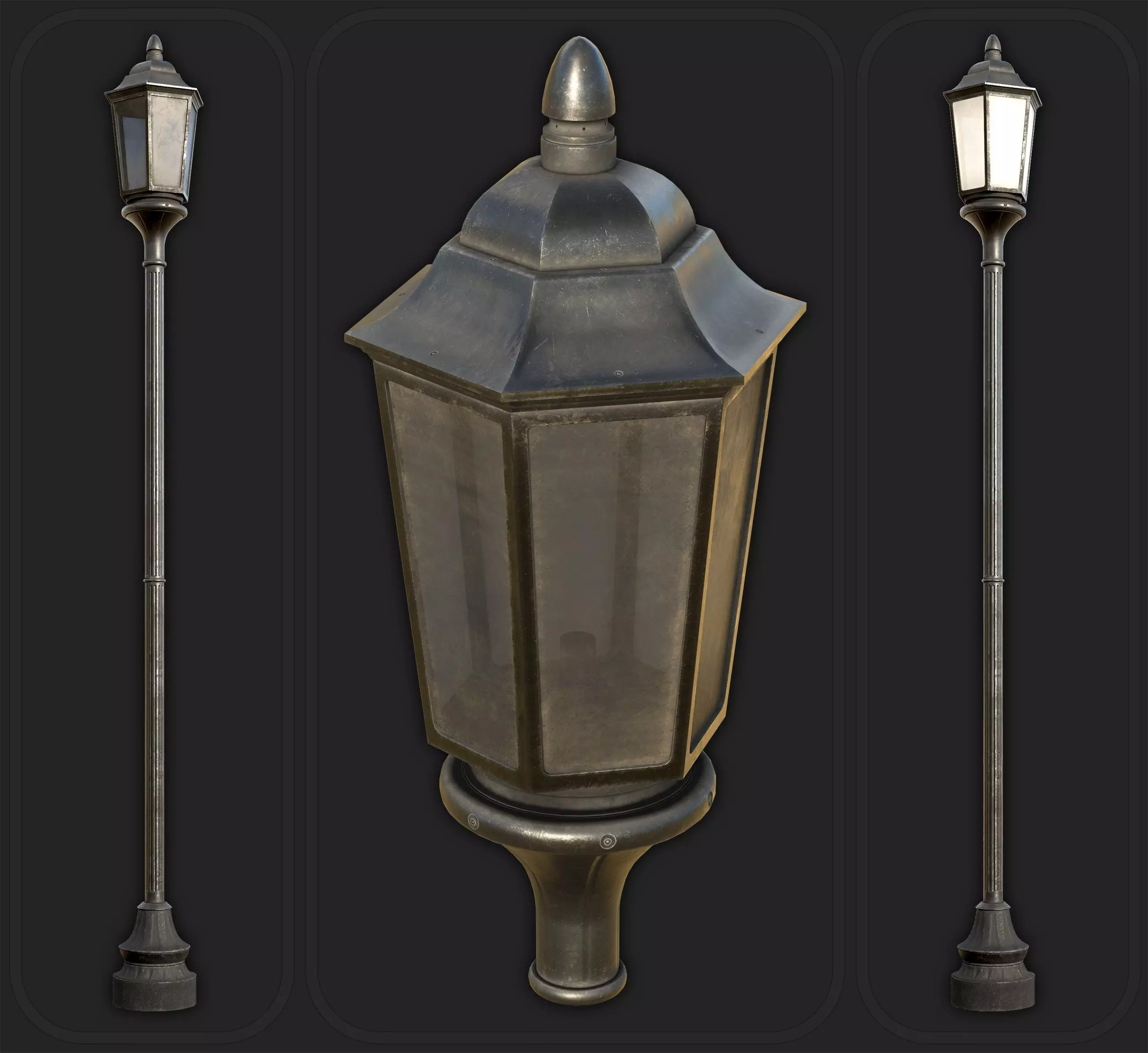street lantern post light Low-poly 3D model_0