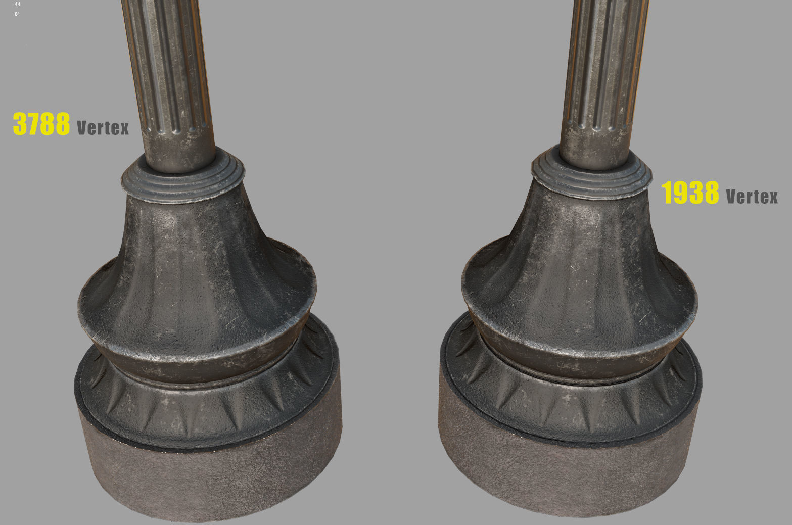 street lantern post light Low-poly 3D model_8