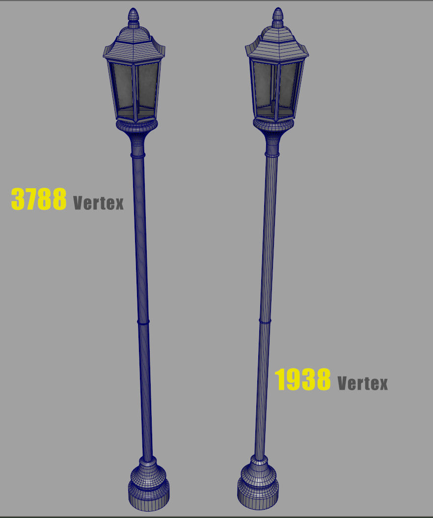 street lantern post light Low-poly 3D model_17