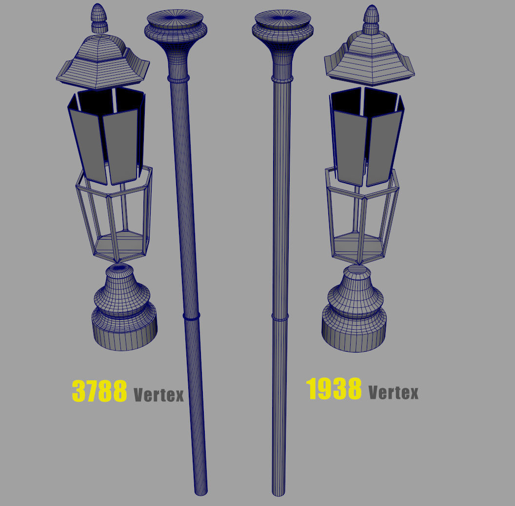 street lantern post light Low-poly 3D model_21