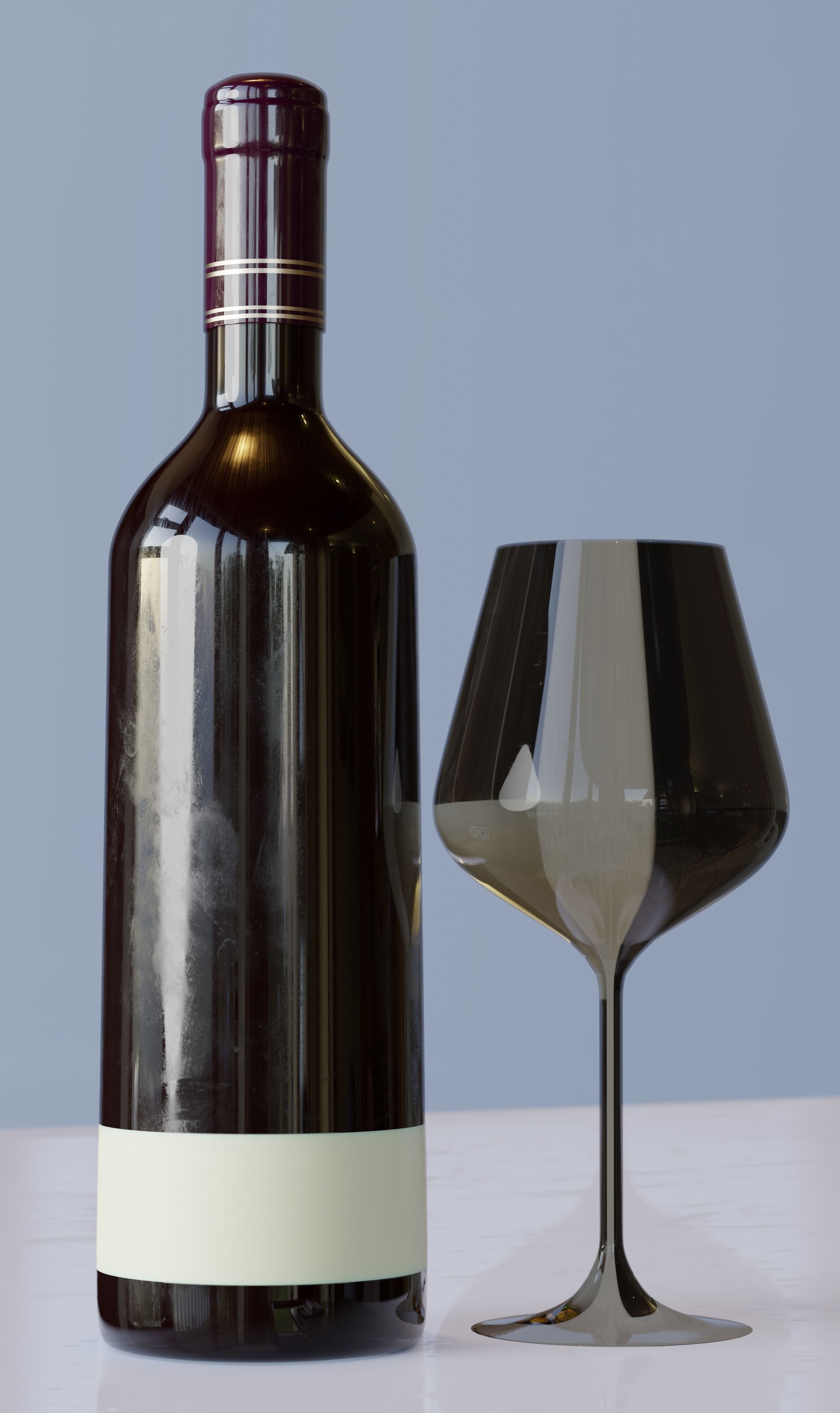low poly wine bottle Low-poly 3D model_3