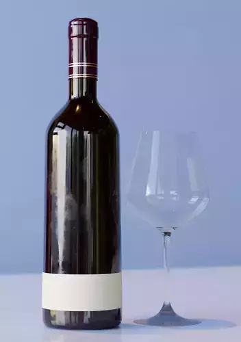 low poly wine bottle