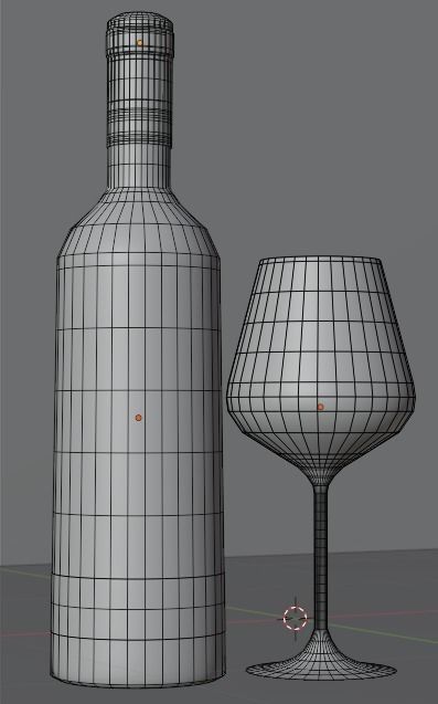 low poly wine bottle Low-poly 3D model_2