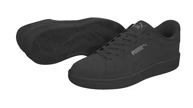 Puma Smash 3 Black Leather Sneakers