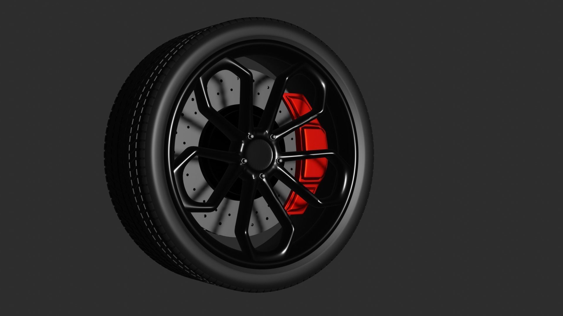 Supercar alloy wheel 3D model_5