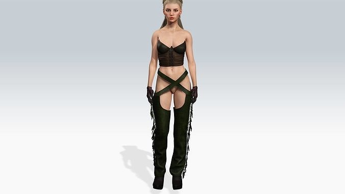 Sexy Cowgirl - Fully Rigged Low-poly 3D model
