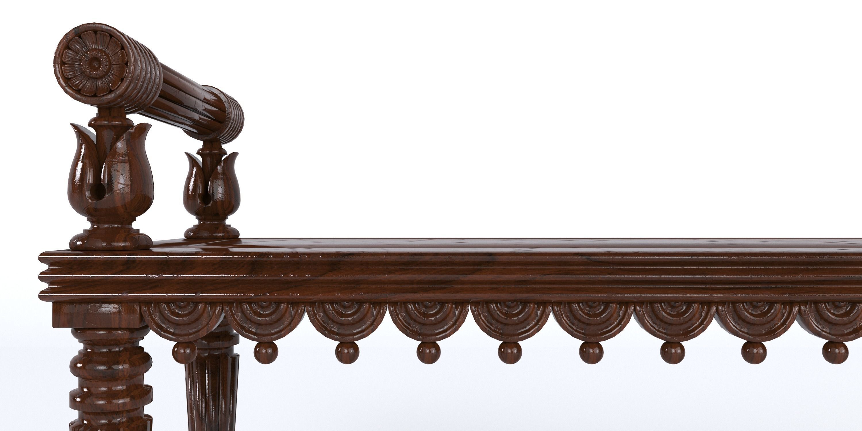 REGENCY OAK HALL BENCH 3D model_5