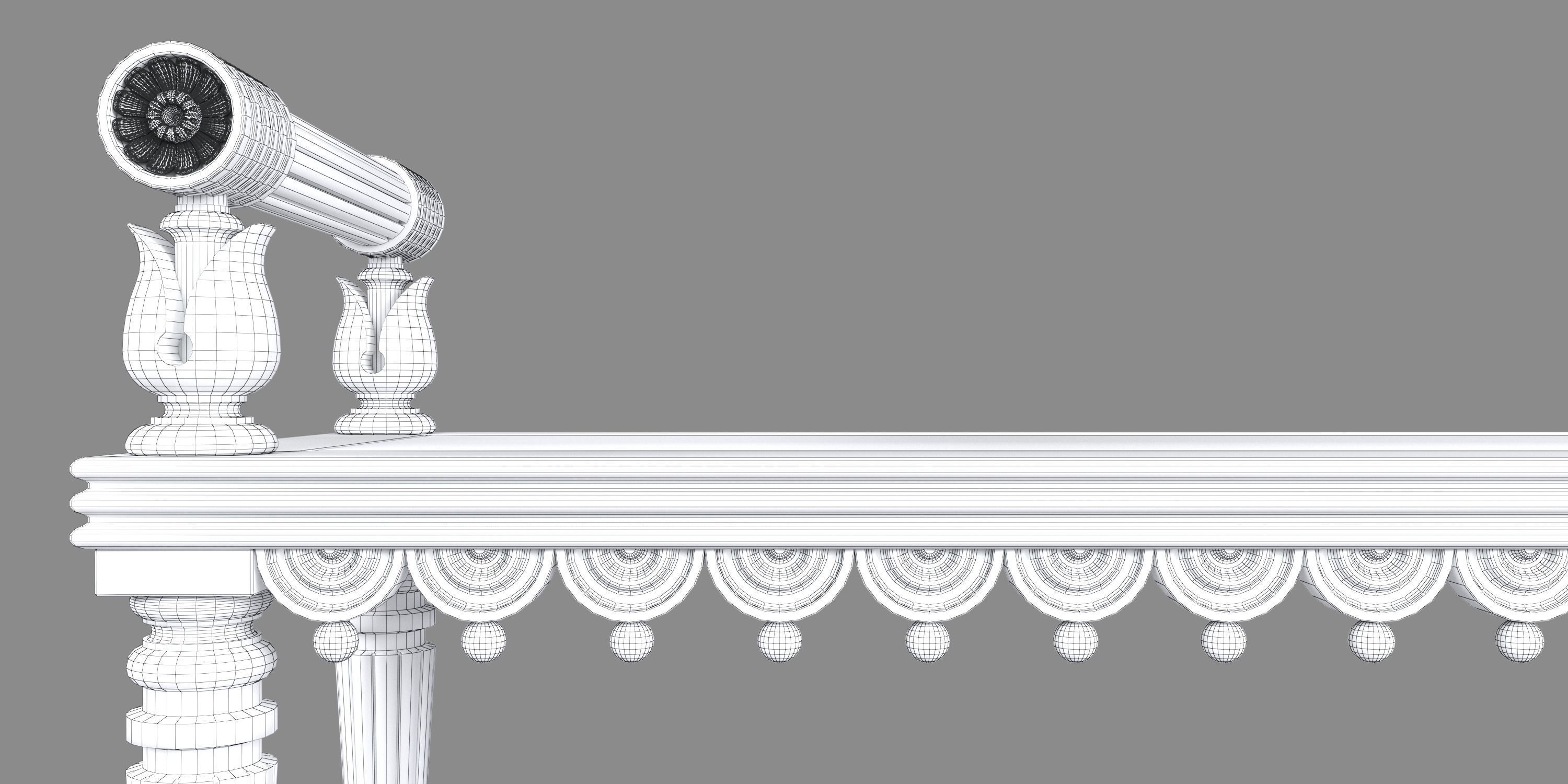 REGENCY OAK HALL BENCH 3D model_12