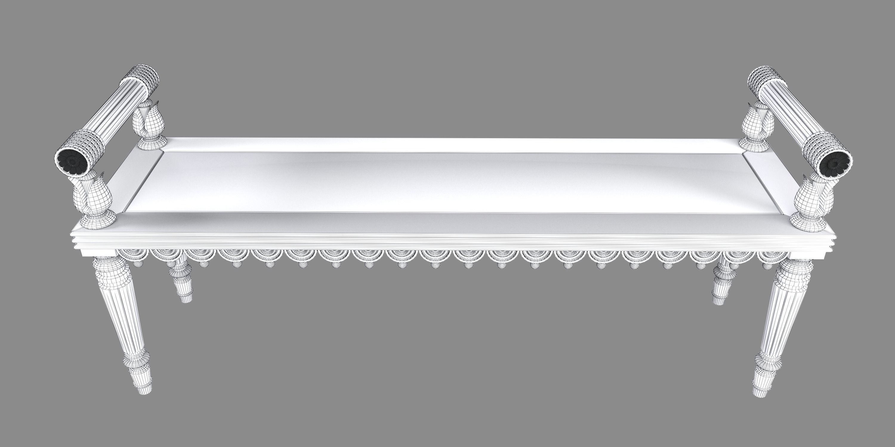 REGENCY OAK HALL BENCH 3D model_10