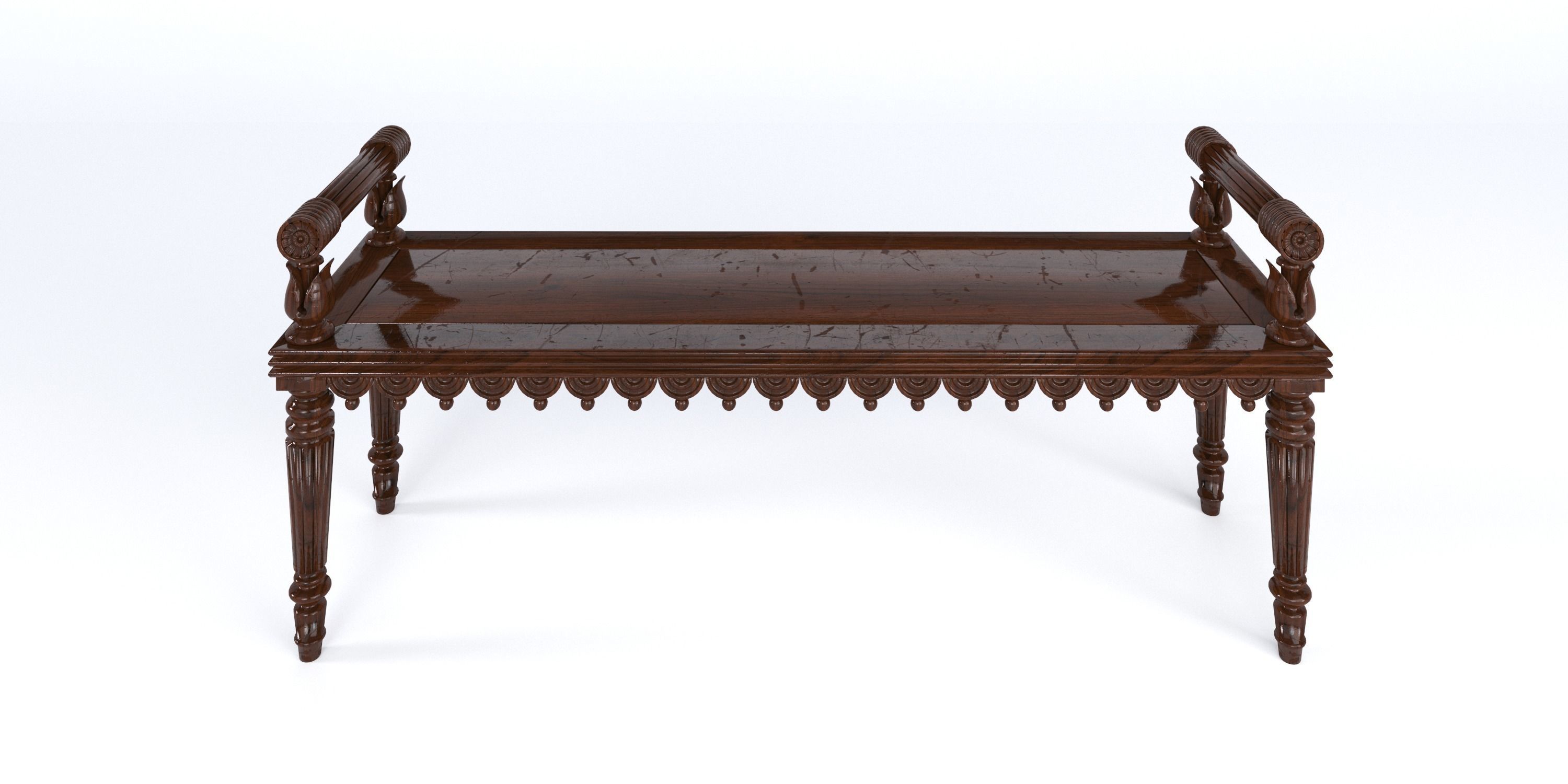 REGENCY OAK HALL BENCH 3D model_7