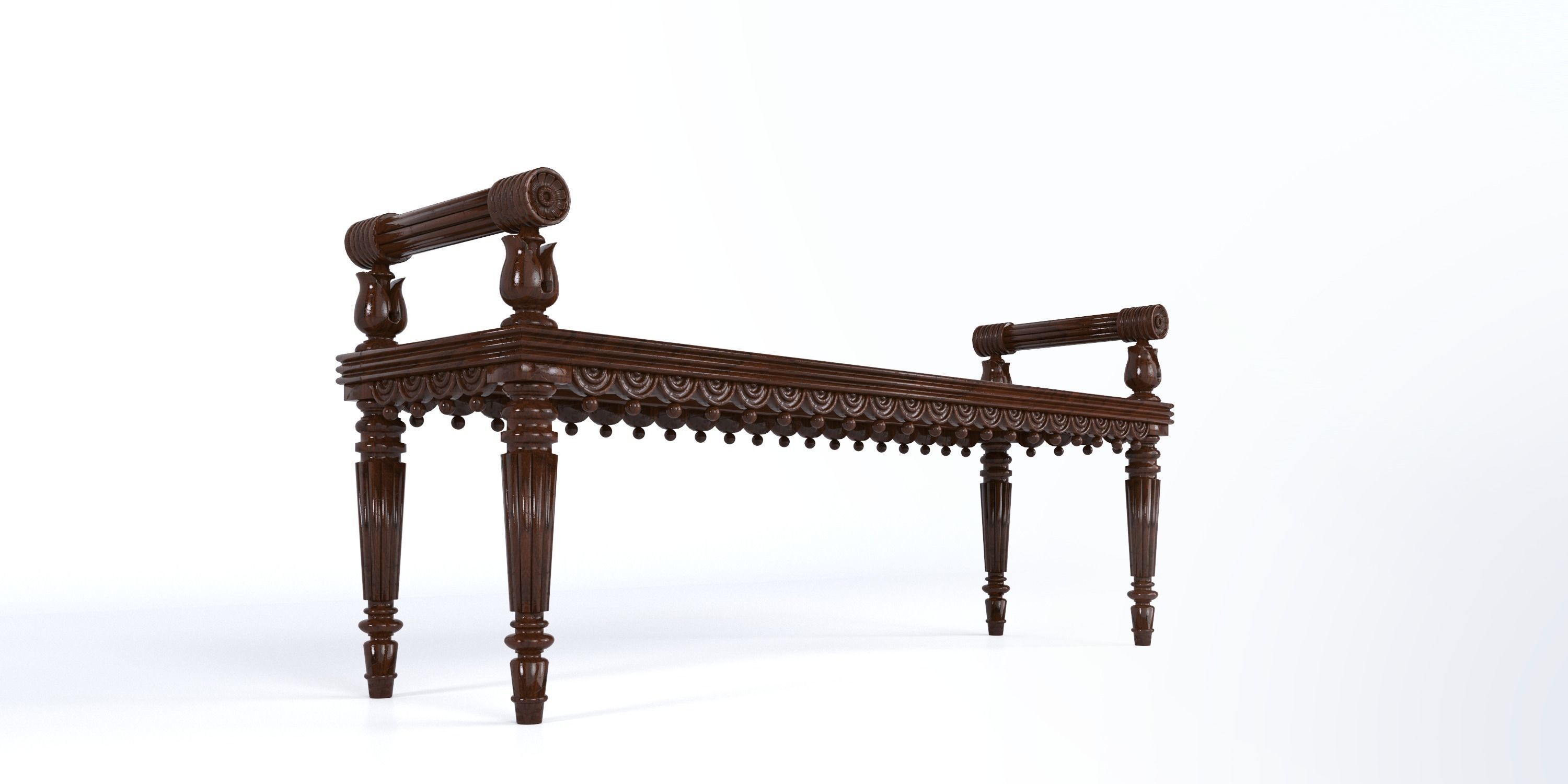 REGENCY OAK HALL BENCH 3D model_2