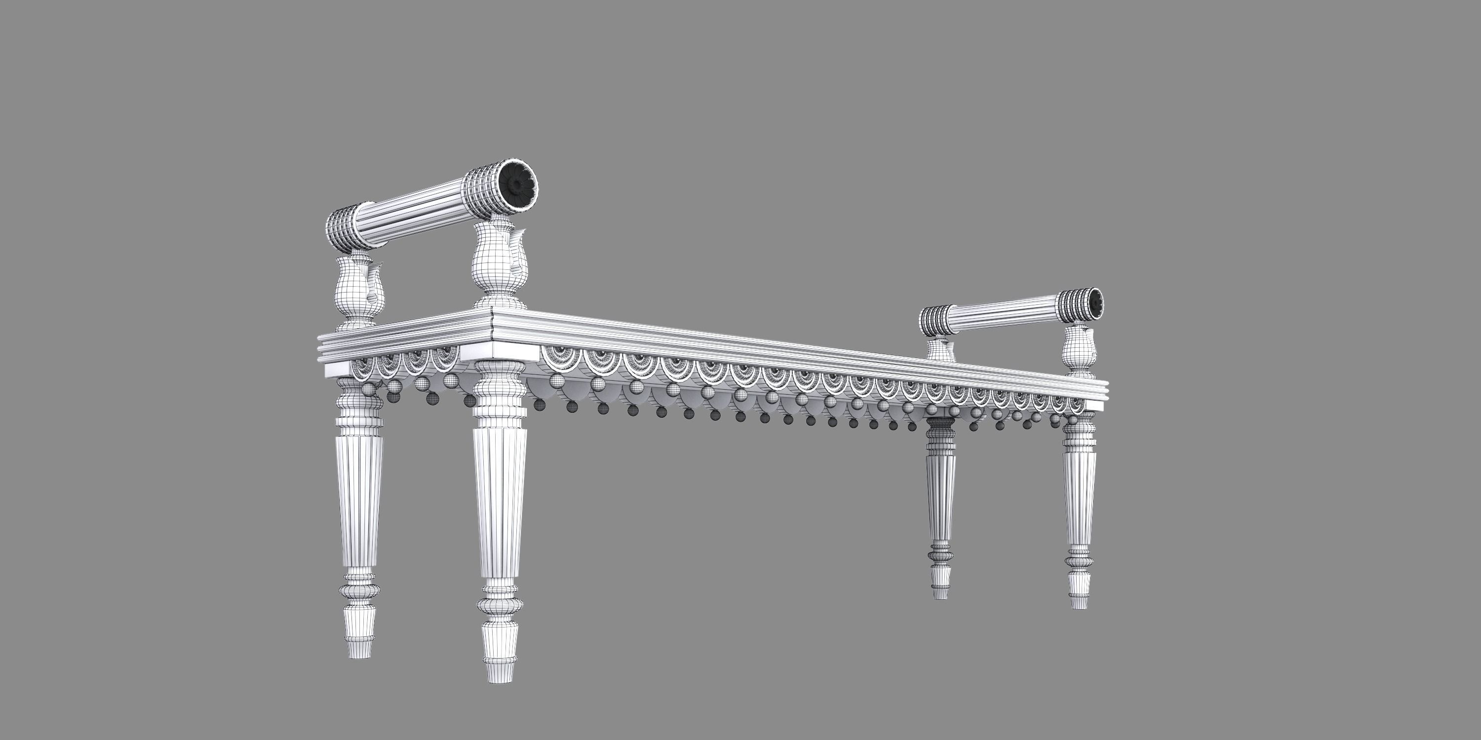 REGENCY OAK HALL BENCH 3D model_9