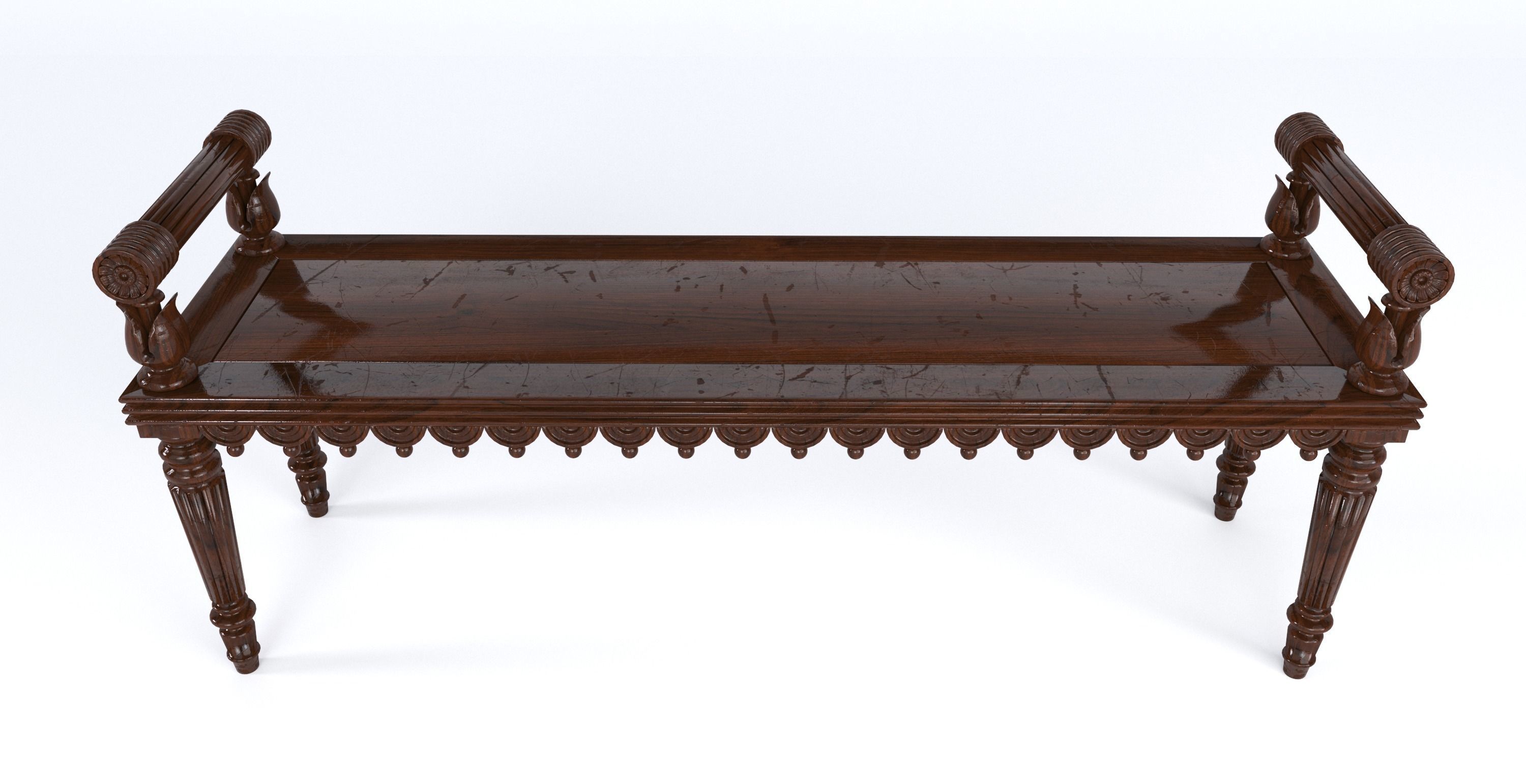 REGENCY OAK HALL BENCH 3D model_3