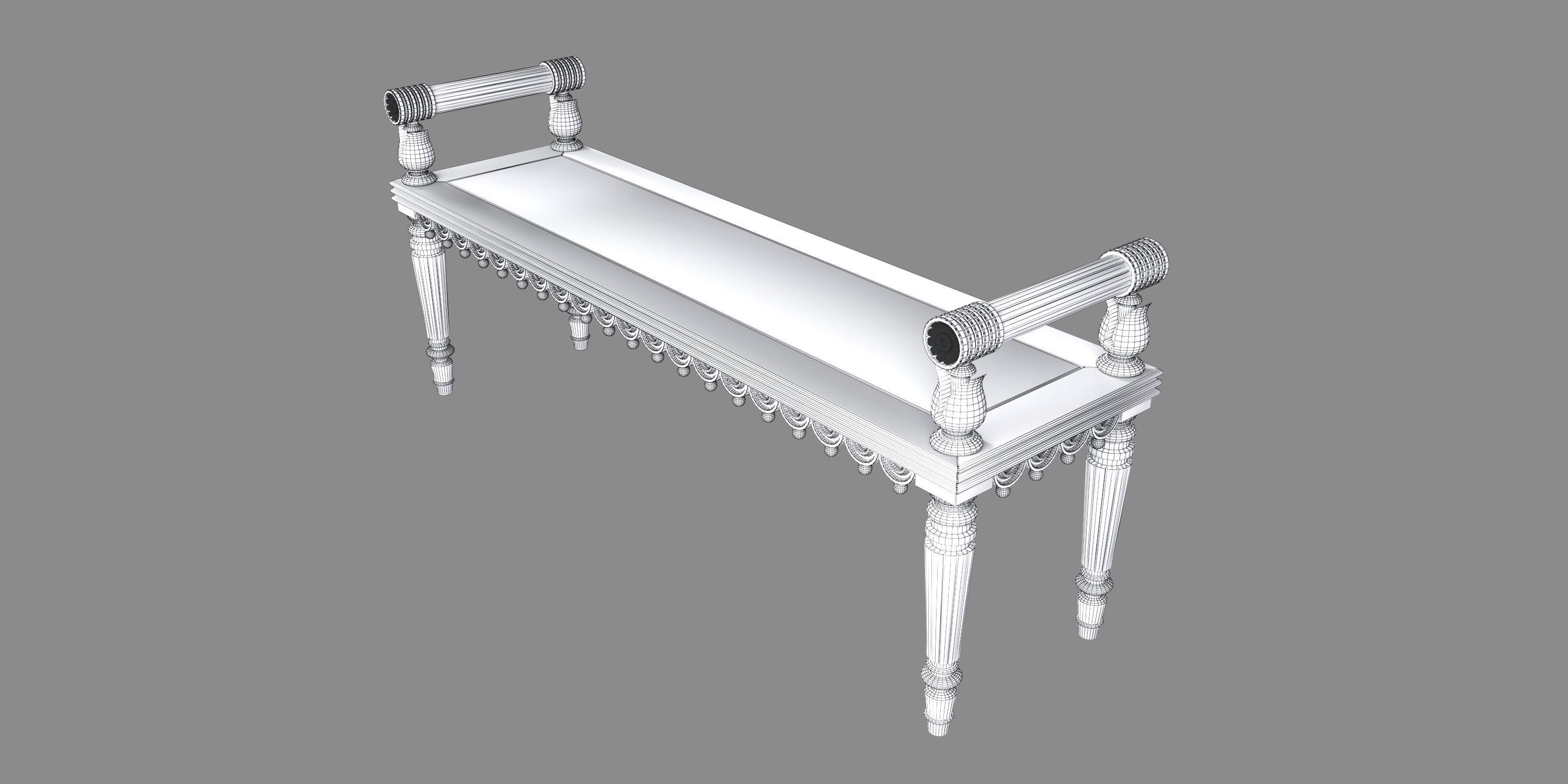 REGENCY OAK HALL BENCH 3D model_11