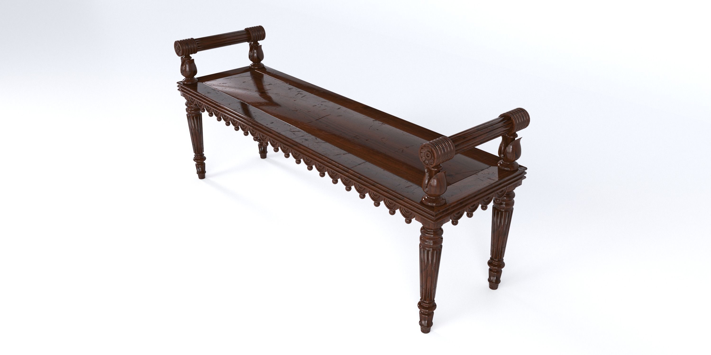REGENCY OAK HALL BENCH 3D model_4