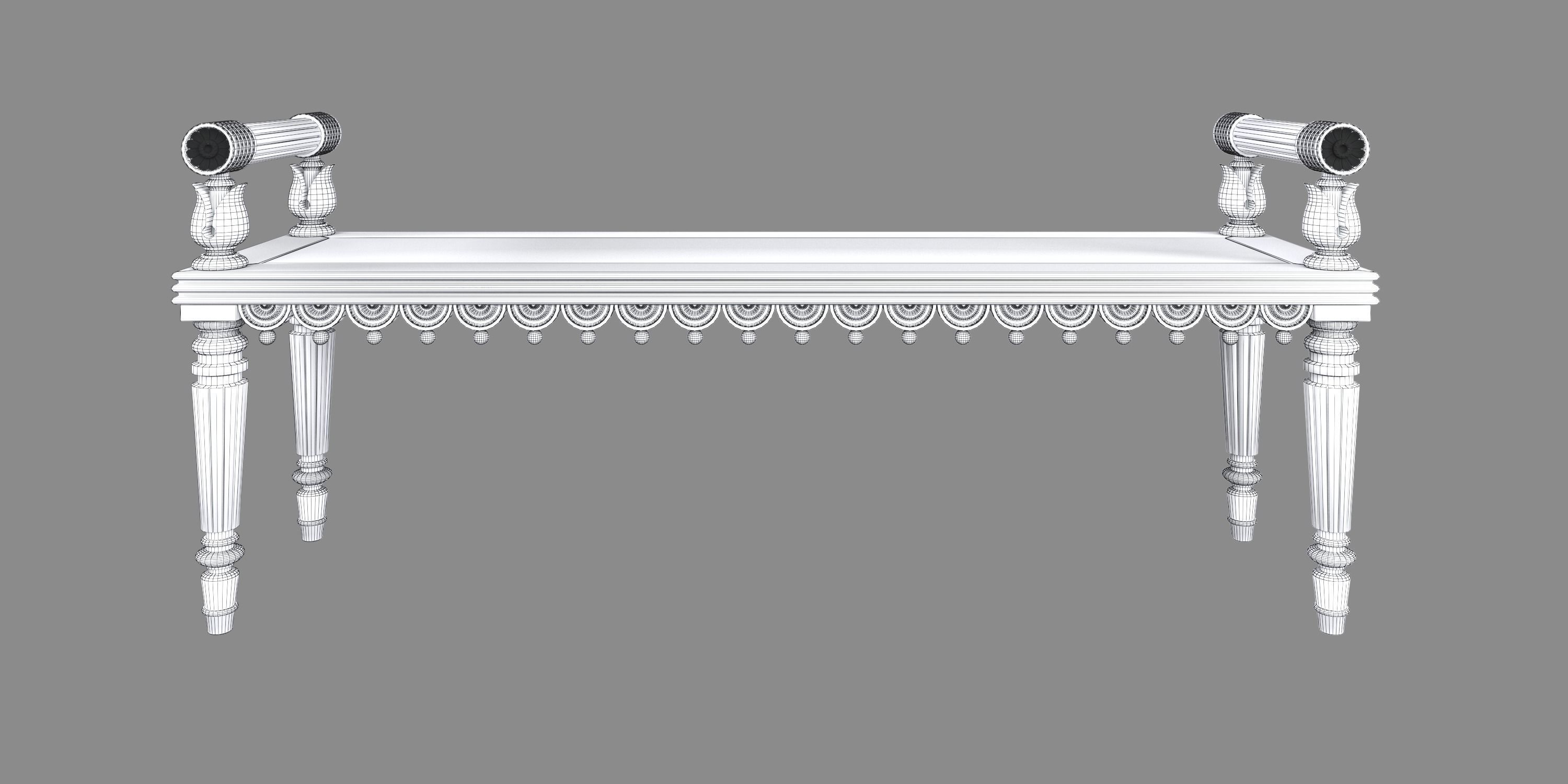 REGENCY OAK HALL BENCH 3D model_8