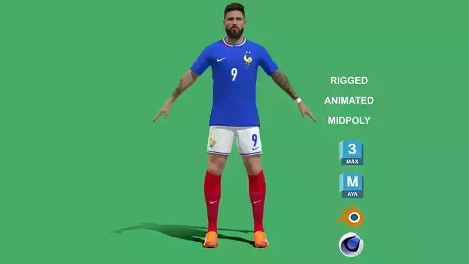 3D Rigged Olivier Giroud France Euro 2024