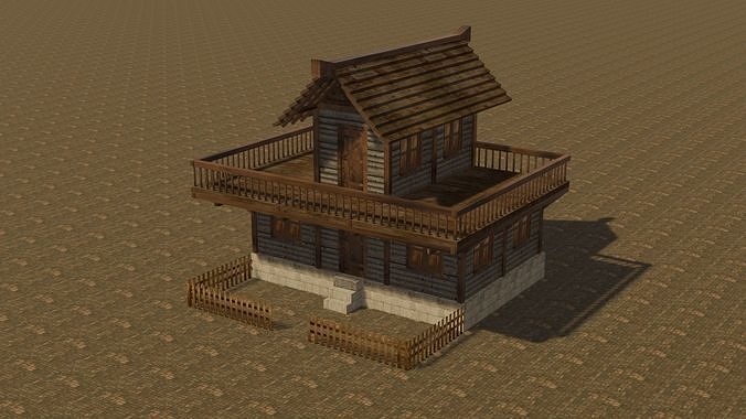 Medieval house eight 9 Low-poly 3D model 3