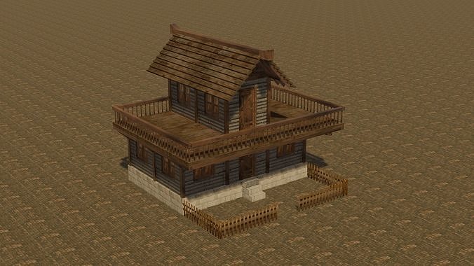 Medieval house eight 9 Low-poly 3D model 5