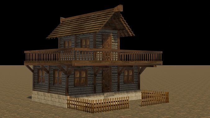 Medieval house eight 9 Low-poly 3D model