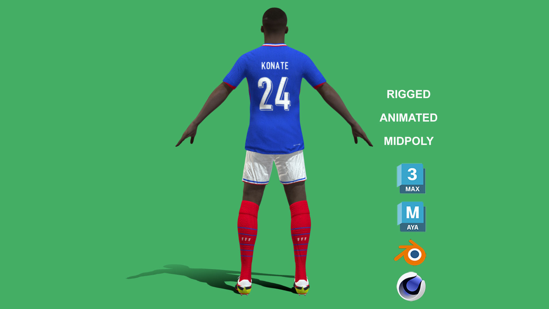 3D Rigged Ibrahima Konate France Euro 2024 3D model_9