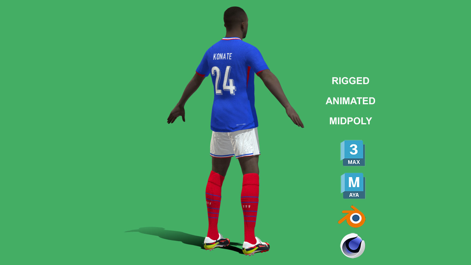 3D Rigged Ibrahima Konate France Euro 2024 3D model_8