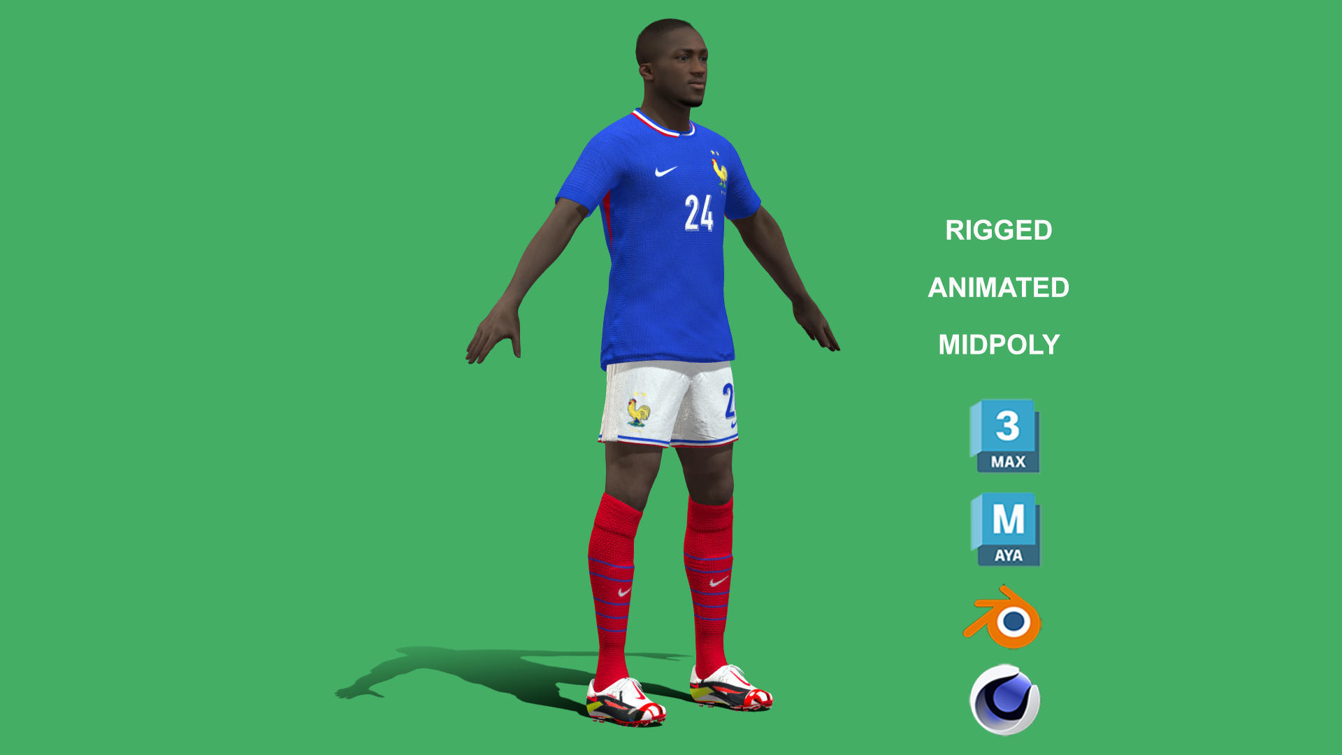 3D Rigged Ibrahima Konate France Euro 2024 3D model_6