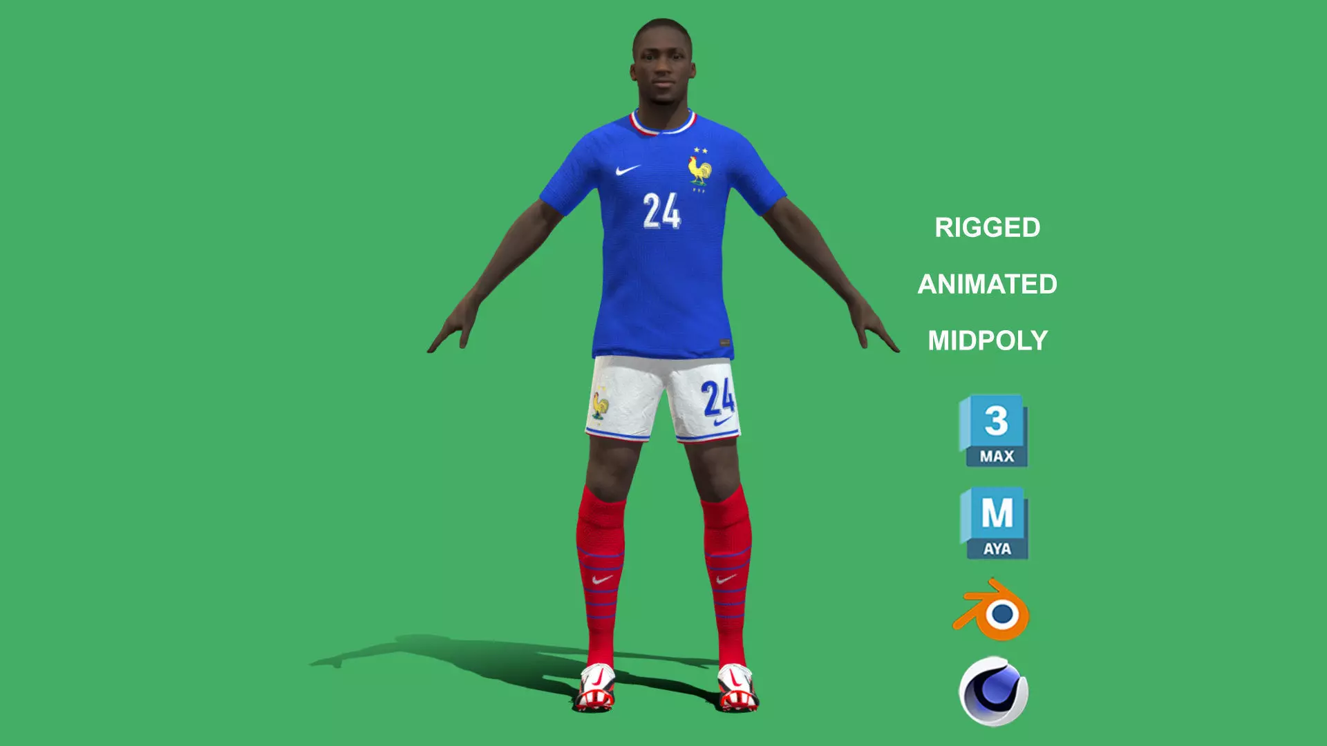 3D Rigged Ibrahima Konate France Euro 2024 3D model_0