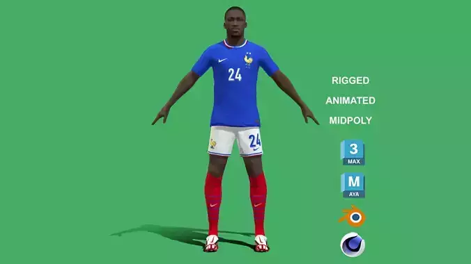 3D Rigged Ibrahima Konate France Euro 2024 3D model
