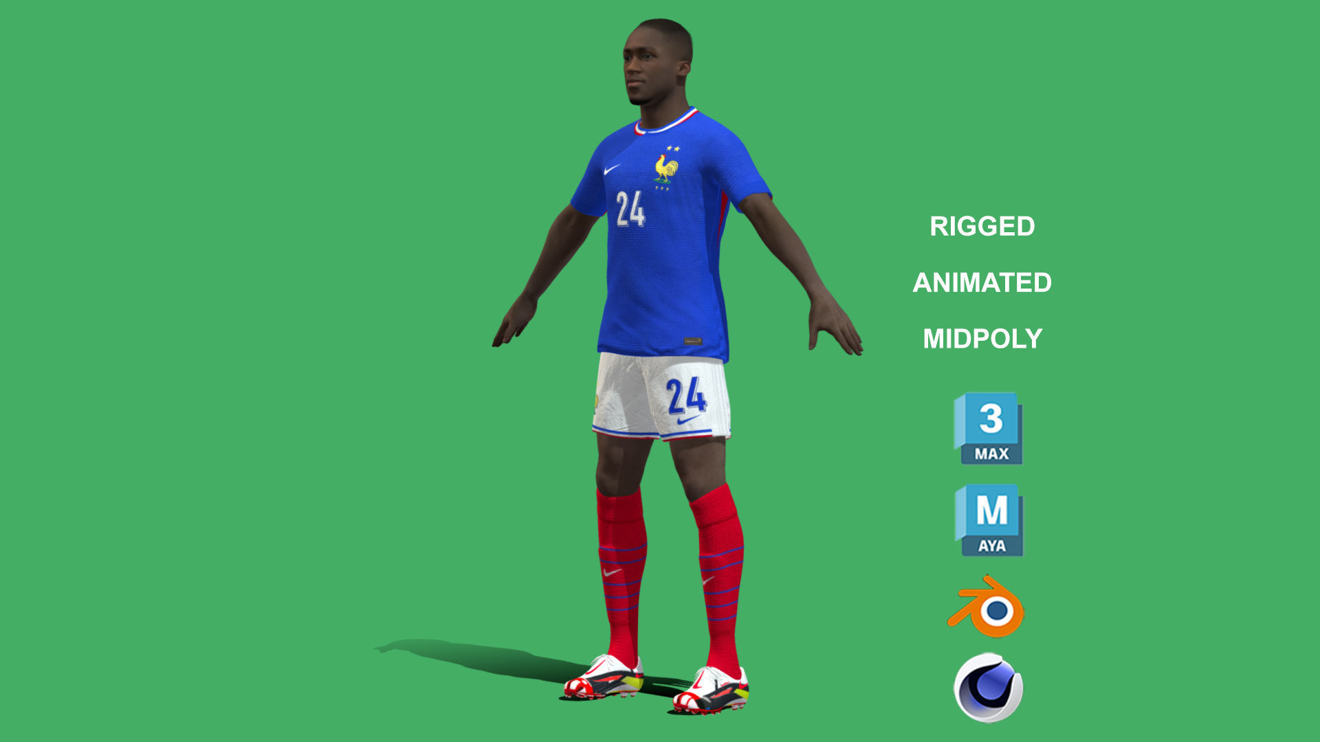 3D Rigged Ibrahima Konate France Euro 2024 3D model_12