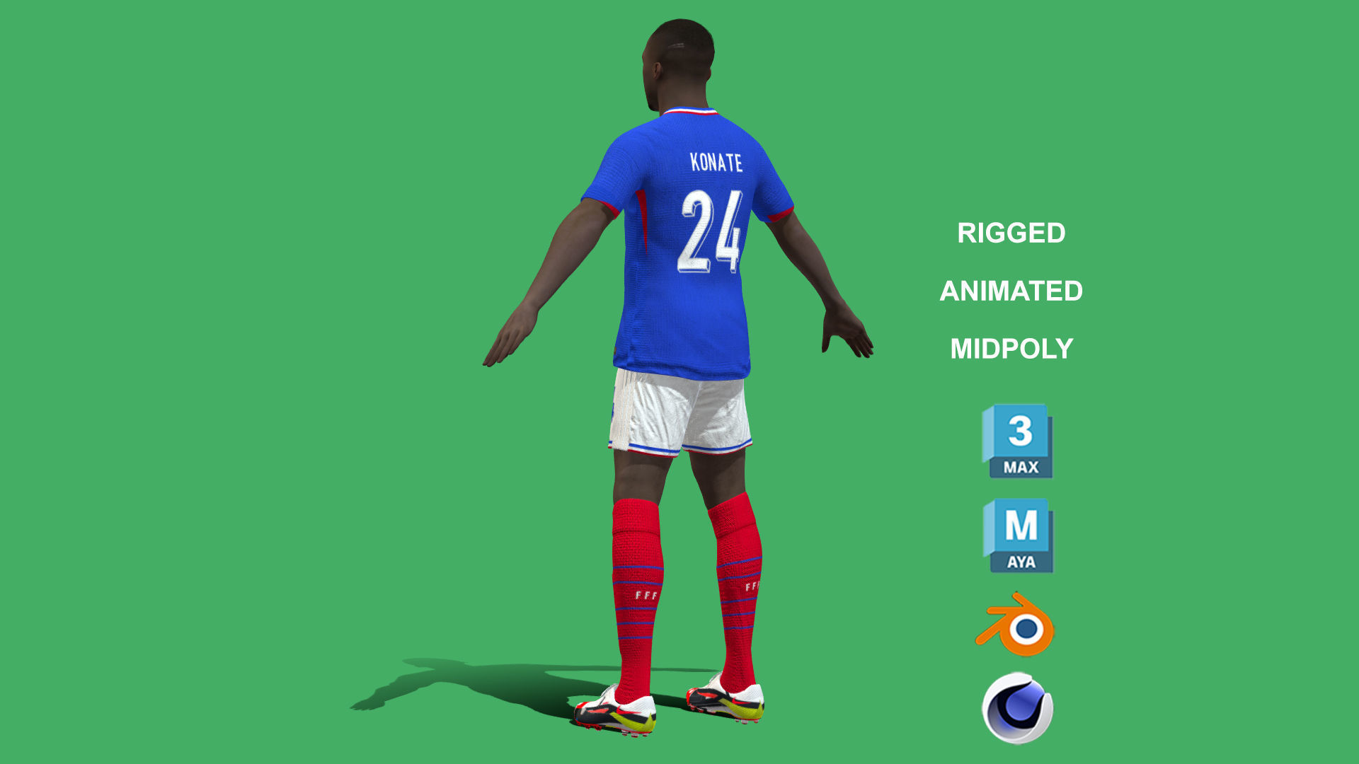 3D Rigged Ibrahima Konate France Euro 2024 3D model_10