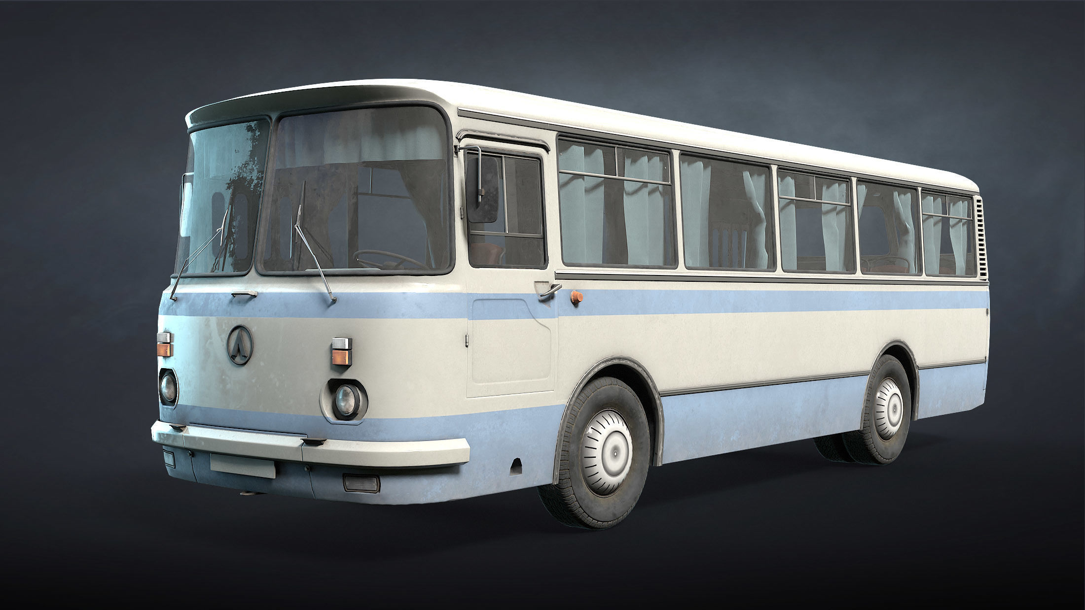 LAZ-695N Bus Game Ready Set Low-poly 3D model_15